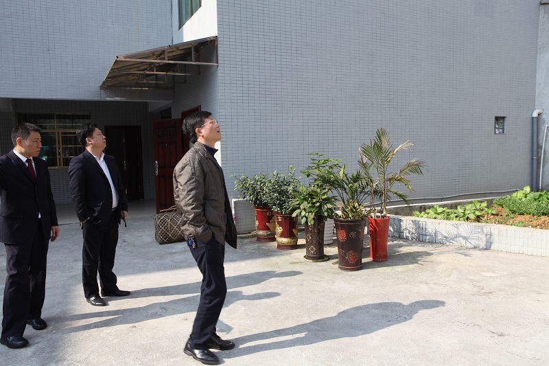 蒋生文董事长在磨形支行视察安全保卫设施建设